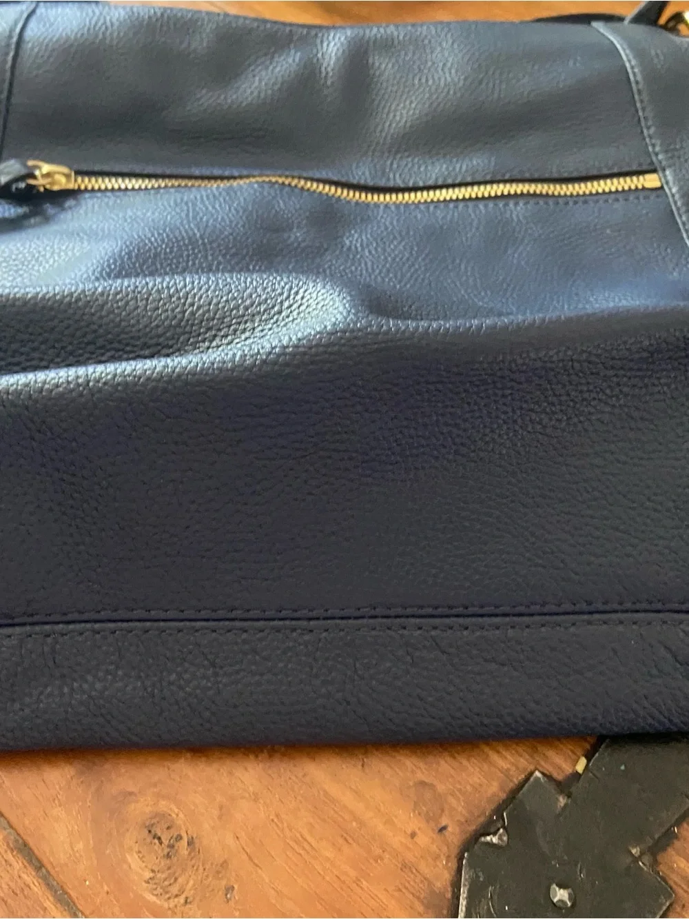 Michael Kors Dark Blue Pebbled Leather Hobo with Tassel and Gold Hardware